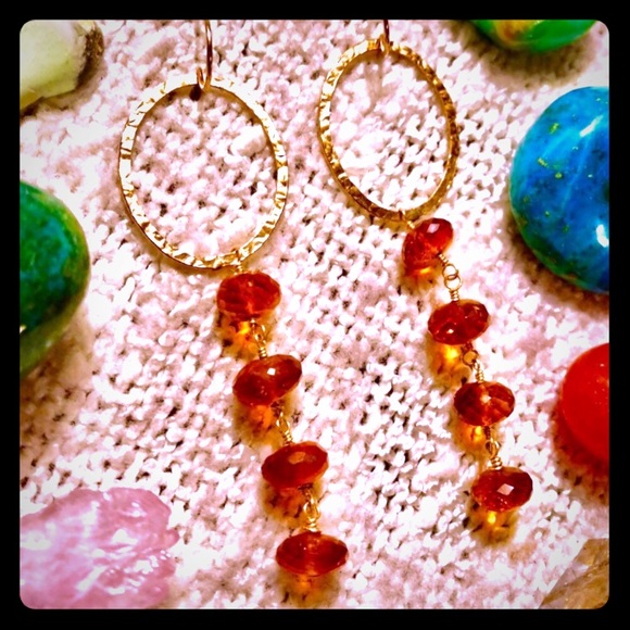 Jewelry - NWOT Artisan Genuine Amber Hoop Earrings